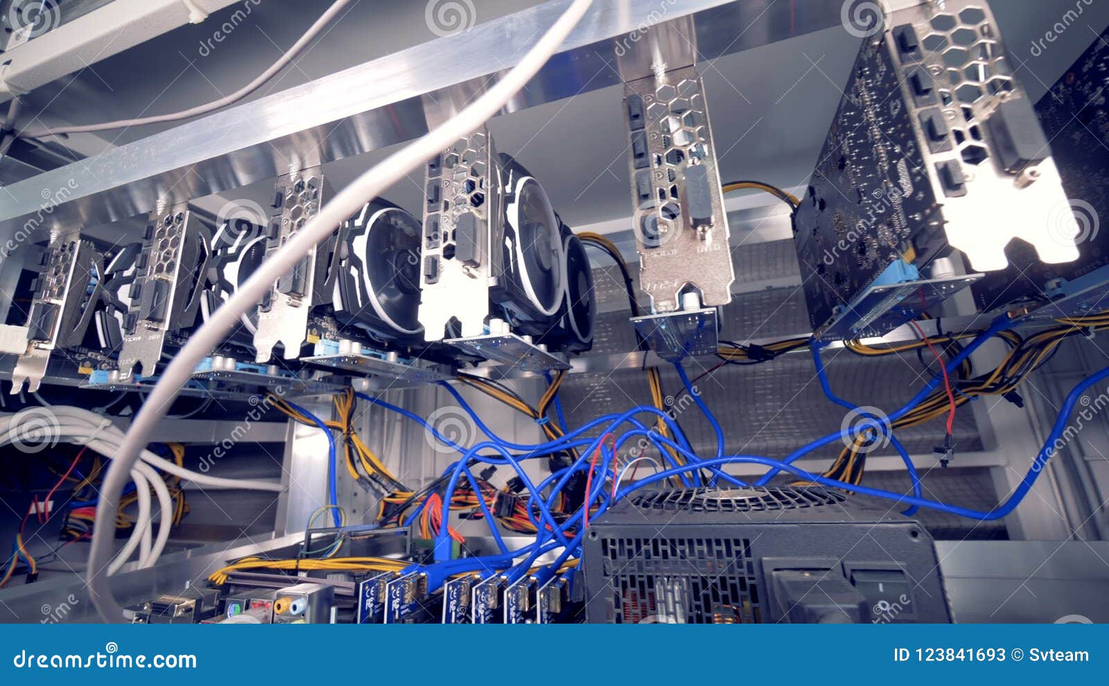 Room Full Of Servers Racks With Gpu For Bitcoin Mining - 